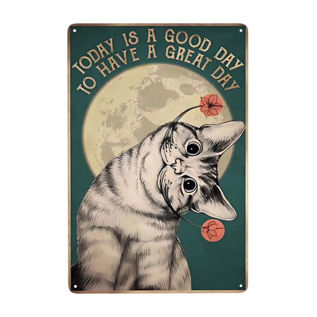 1pc, Retro Cats Metal Sign Once Upon A Time There Was A Girl Who Really Loved Cats Vintage Sign for Home Retro Coffee 8x12 In