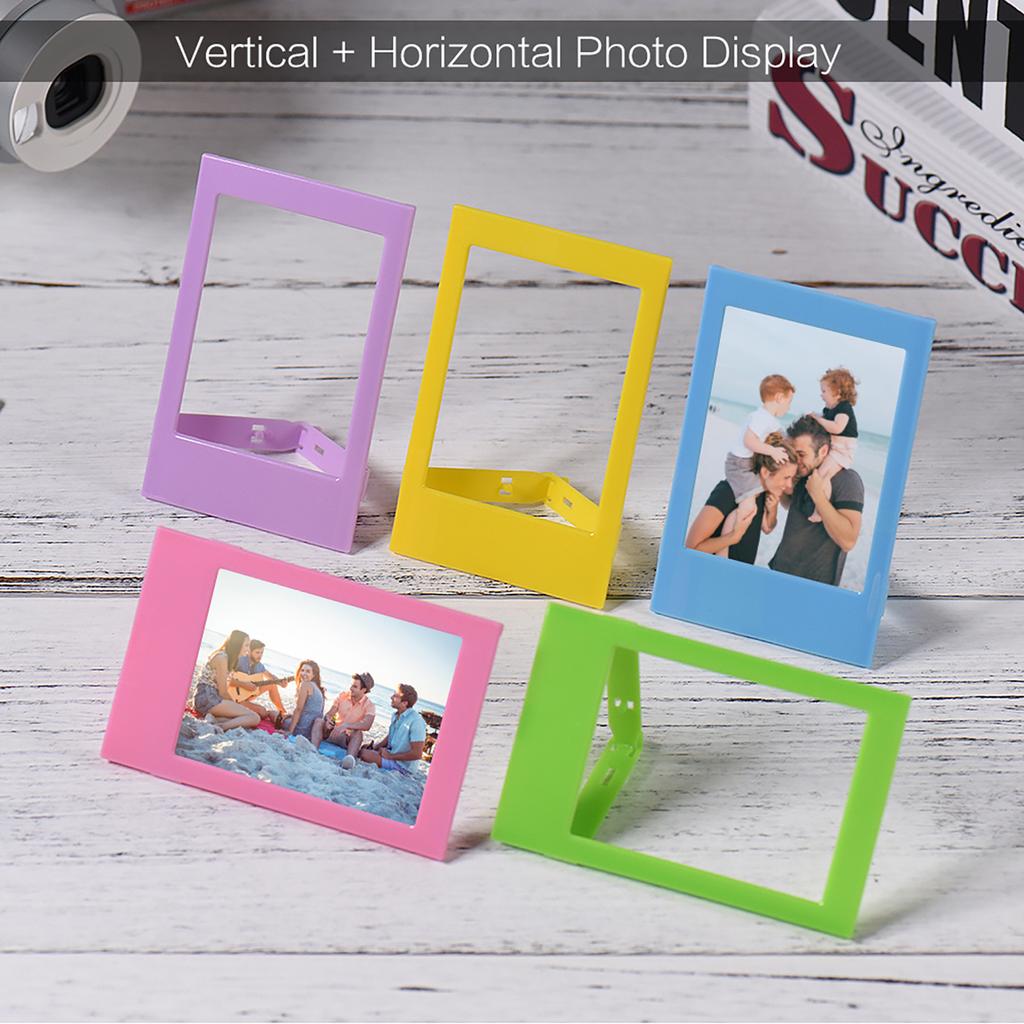3 Mini Plastic Table Photo Frame for Fujifilm Instax Mini 8 7s 90 25 50s 9 SP 1 SP 2 Film, 10 Pack, 5 Colors