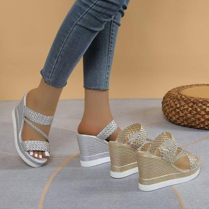 Sandali a ciabatta da donna minimalisti con tacco a blocco e punta aperta