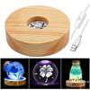 10cm Wood Light Base Rechargeable Wooden LED Light Rotating Display Stand Lamp Holder Lamp Base Art with Power Adapter