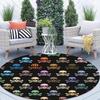 Colorful Skulls Crossbones Pattern Round Rug Punk Rock Style Crystal Velvet Carpet for Bedroom Living Room Edgy Fashion Decor