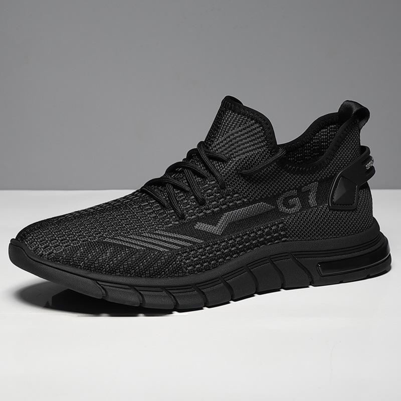 

Flying woven men s season breathable mesh casual sports 2024 new non-slip and non-smelly feet men s running shoes 43 чорний