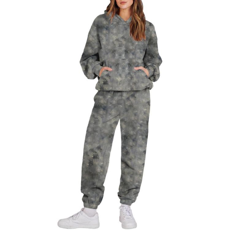 Unisex Hooded Tracksuit Set Women Running Hoodie Sweatshirt and Athletic Track Pants Two Piece Long Sleeve Pullover