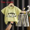Summer Kids Toddler Short Sleeve Shorts Set With Cartoon Patterns For Boys And Girls
