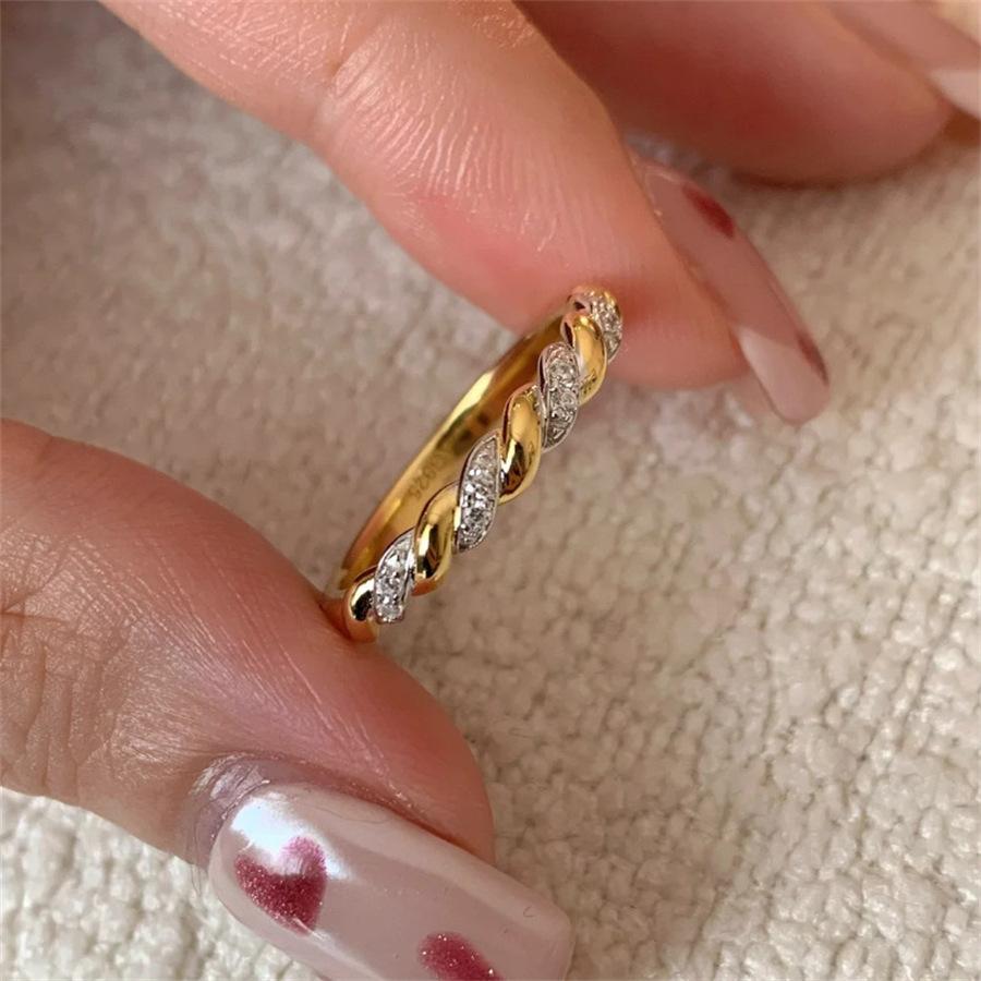 Medieval brushed zircon ring, niche light luxury, versatile index finger ring, flash diamond opening adjustment ring