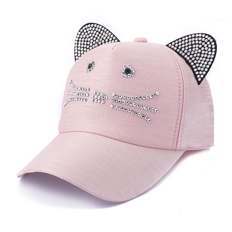 

Cat Ear Baseball Cap Women s Summer Trendy Korean Street Style Casual Sunscreen Hip Hop Snapback in Black/White розовый