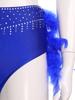 2-Piece Latin Dancewear Set for Womens - Sparkly Rhinestone One Shoulder Crop Top and Feather Back Briefs for Chacha Tango Belly Dance