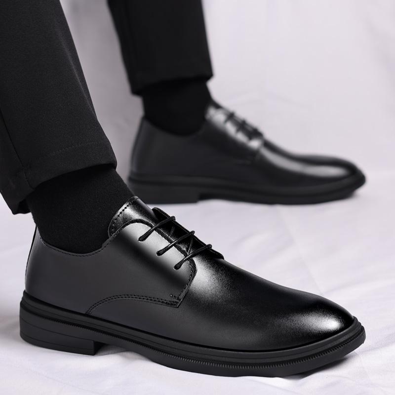 Black Leather Mens Dress Shoes Lace-up Formal Business Shoes Classic Casual Shoes Quality Handmade Wedding Party Oxfords Shoes