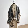 Winter  Luxury Two-Sided Imitation Cashmere Scarf Women Floral Print Outdoor Warm Thick Shawl Soft Muffler Neckerchief