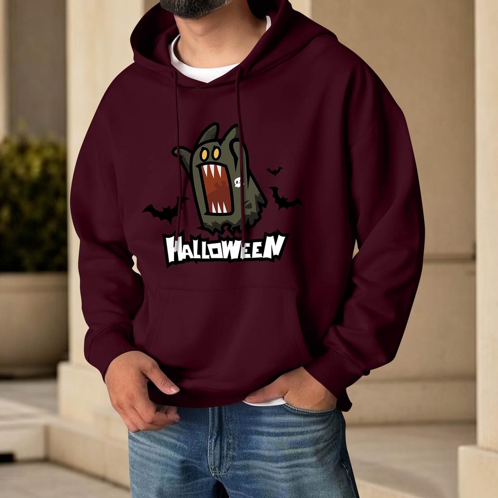 Men's Halloween Print Hoodie with Pockets Long Sleeve Casual Pullover