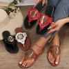 New Women's Flip Flops Sandals with Decorative Buttons Summer Flat Shoes Fashionable Design