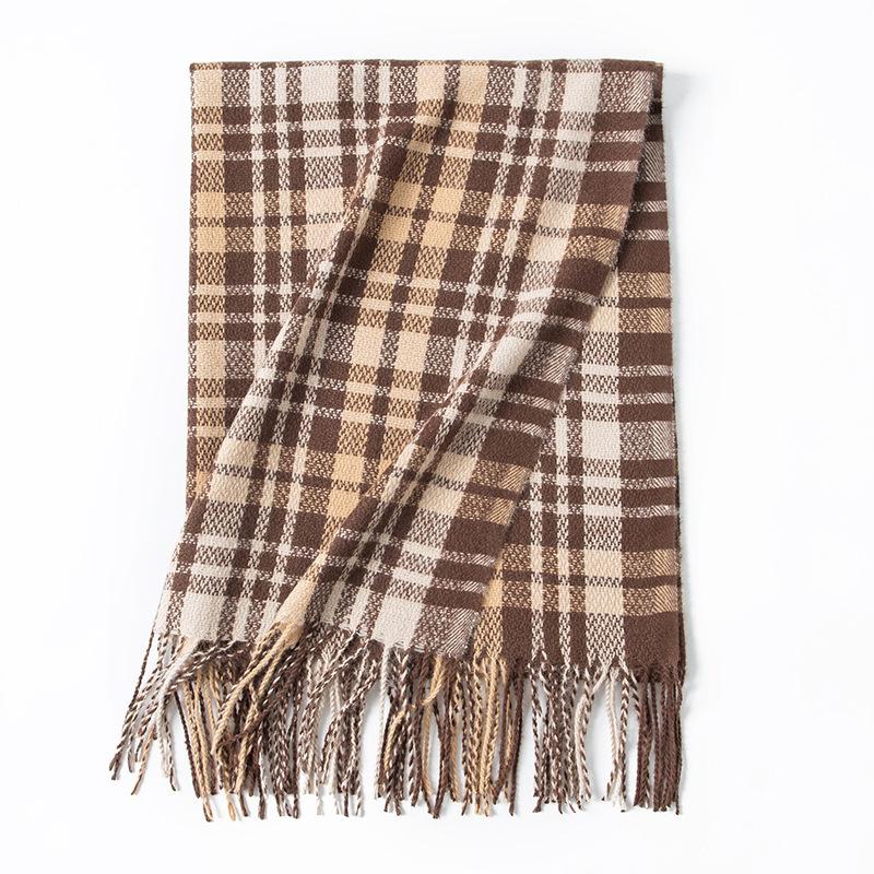 British Plaid Scarf Women's Autumn and Winter New Versatile Couple Long Warm Double-sided Thickened Retro Scarf