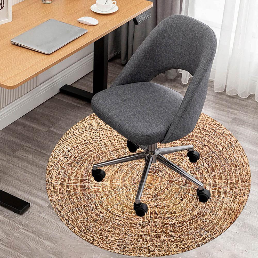 1pc Tree Rings Wood Texture Round Chair Mat Area Rug - Non-Slip, Floor Mat for Office, Bedroom, and Indoor Decor C1118078