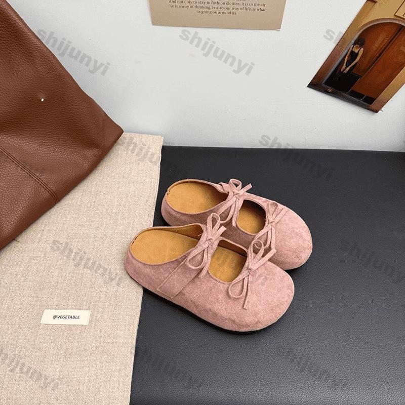 Fashion Women Summer Shoes 2025 Summer New Round Toe Vintage Non Slip Height Increase Slippers Fashion Bow-knot Outdoor Baotou Sandals