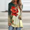 Women's Casual Fashion Creative Print Loose Round Neck Long Sleeve Tops
