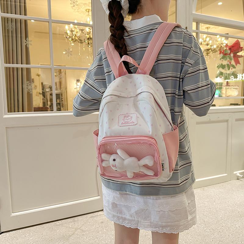 College Style Star Printed Schoolbag Women's Commuter Large Capacity Backpack