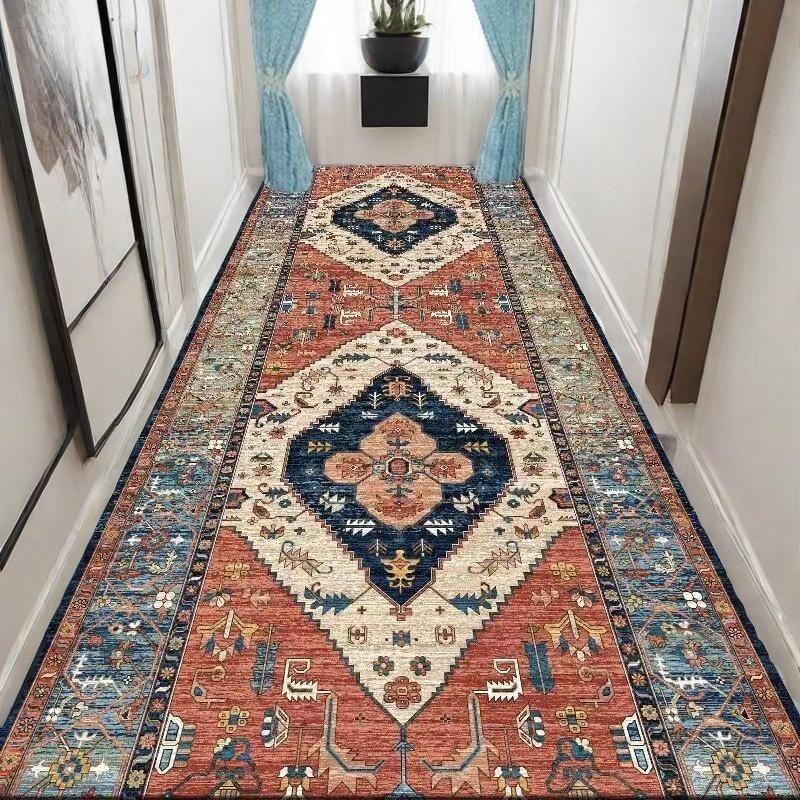 European-style Light Luxury Corridor Long Strip Mat, Soft and Comfortable Living Room Hallway Decorative Mat, and Easy-to-clean Kitchen Floor Mat