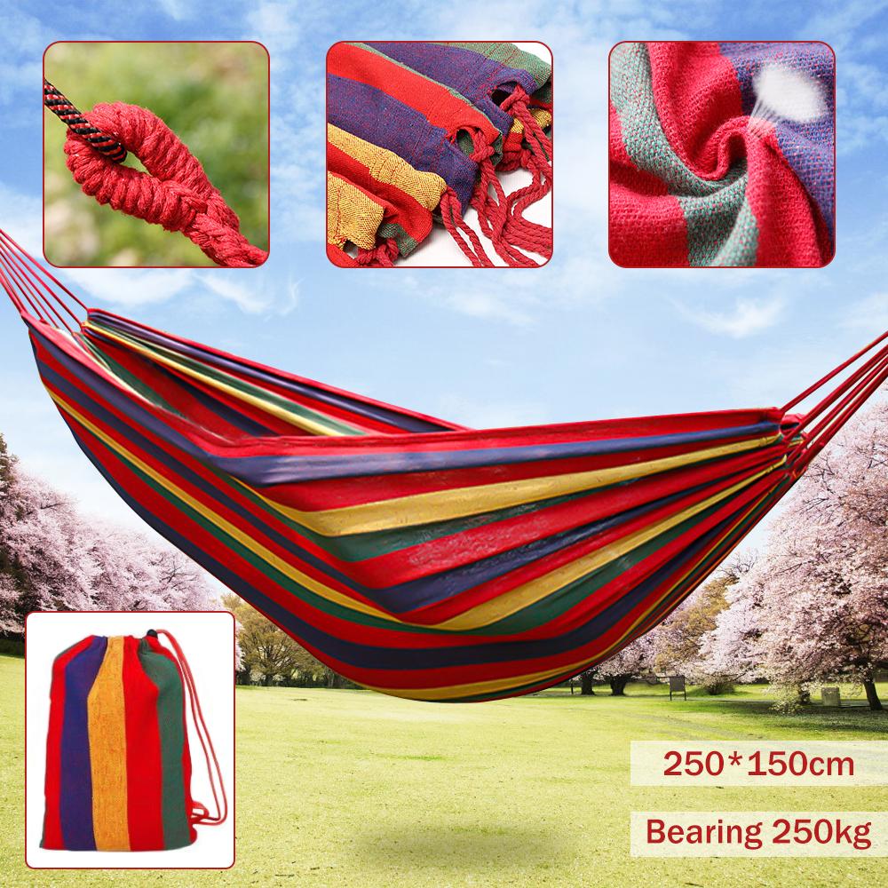 Camping Thickened Durable Fabric Canvas Hammocks Swing with Tree Ropes Anti Rollover Striped Hanging Chair Hammocks