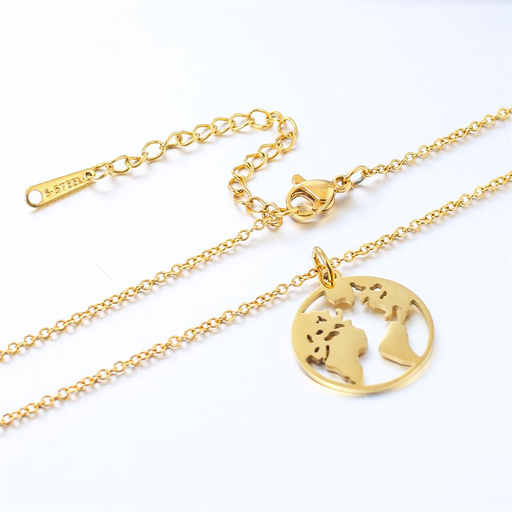Small Globe World Map Pendant Female Gold Silver Color Stainless Steel Wanderlust Earth Necklace For Women Jewelry Travel Gift