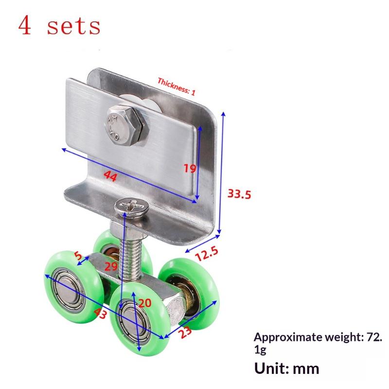 1/4Pcs Noise Reduction Shower Room Glass Wood Door With Clips Screw Sliding Door Pulley Roller Full Copper Bearing