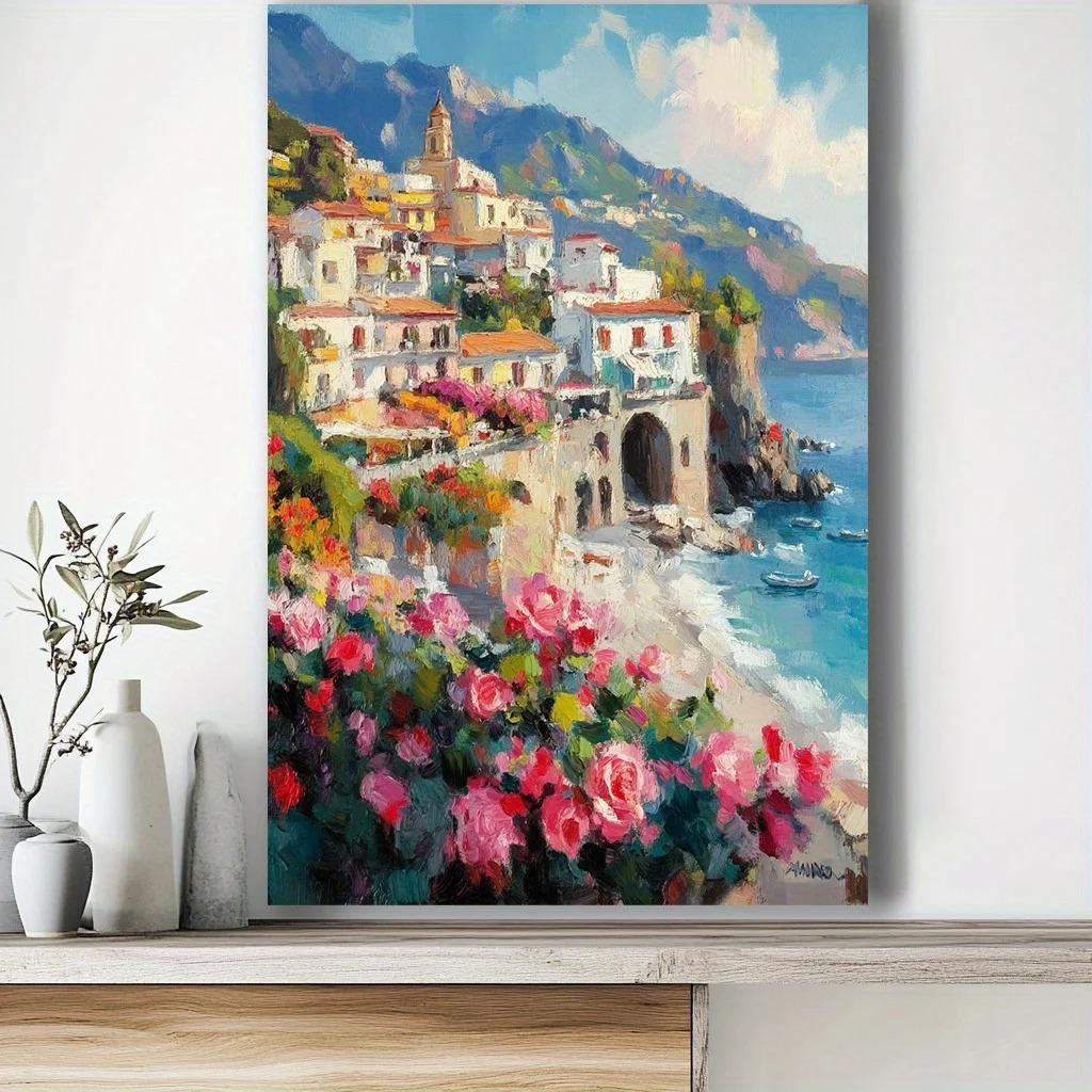 Colorful Coastal Cityscape Wall Art, Seaside Town Canvas Print, Wall Decor Art, Home Decor,Holiday Deco, Perfect Gift