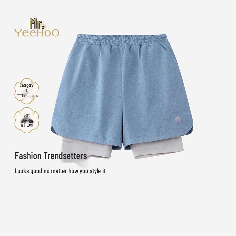 

YEEHOO Boys Faux Two-Piece Breathable Summer Shorts 110