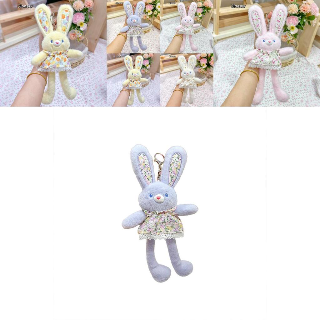 Jinnew Floral Dress Plush Bunny Keychain With Cute Design For Gift And Accessories