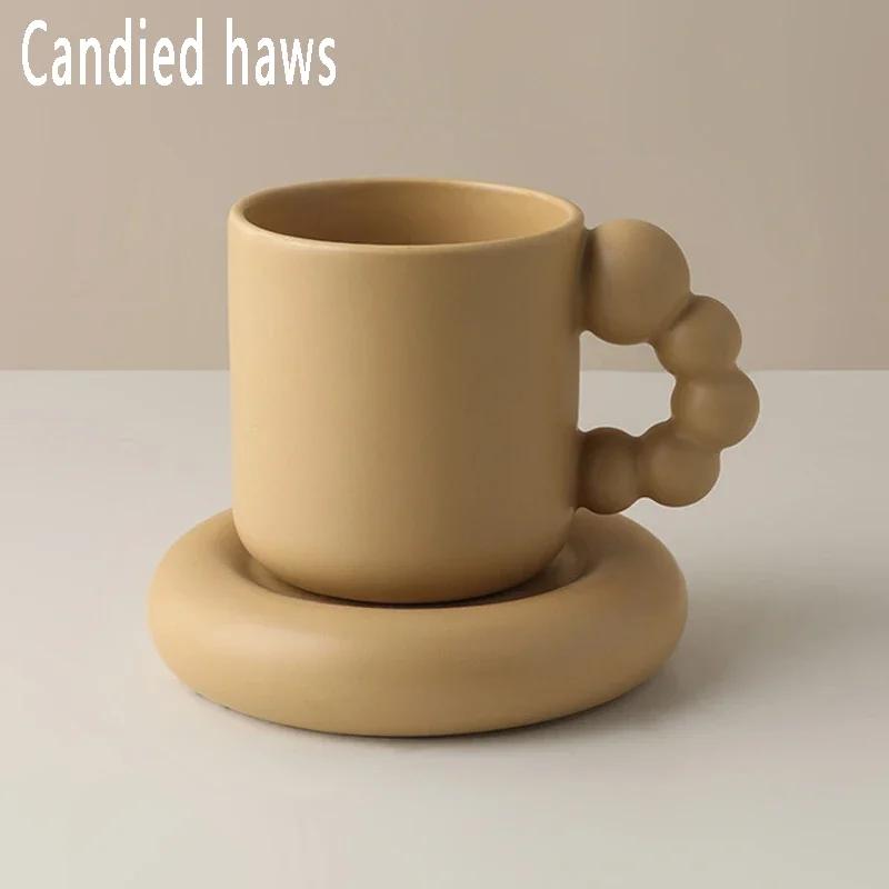 Nordic Ceramic Mug Fat Handle Coffee Cup and Saucer Set High Temperature Heat Insulation Water Self Stirring Drinkware Hot