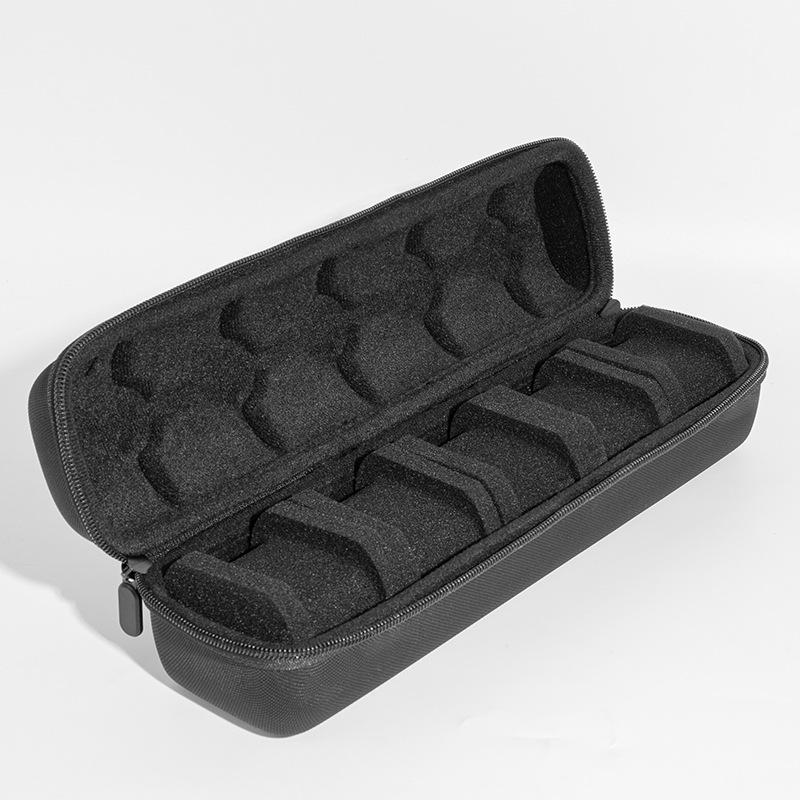 Black Portable Casio Watch Bag: 5-Slot, Dustproof, Drop-Resistant EVA Storage