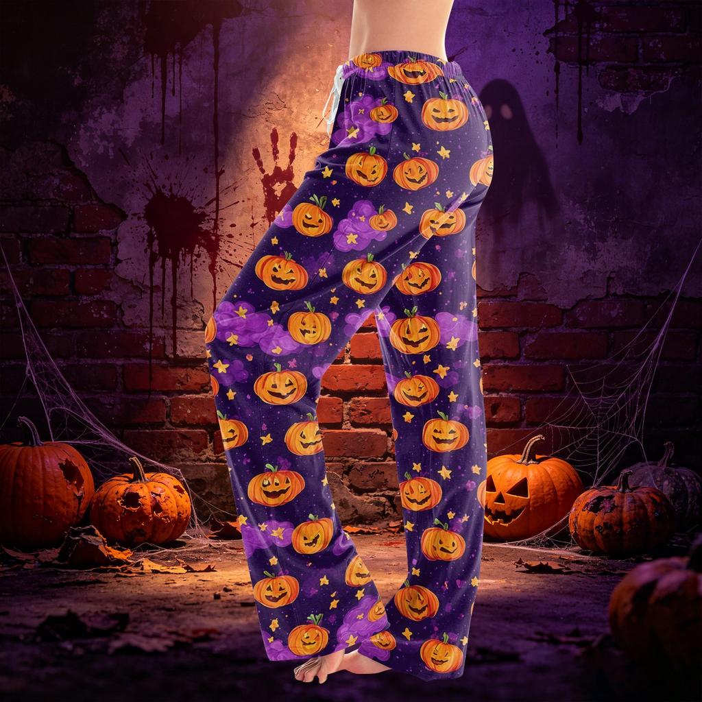 Damen Freizeithose mit Kordelzug und Halloween-Print für Feiertagspartys und den Alltag