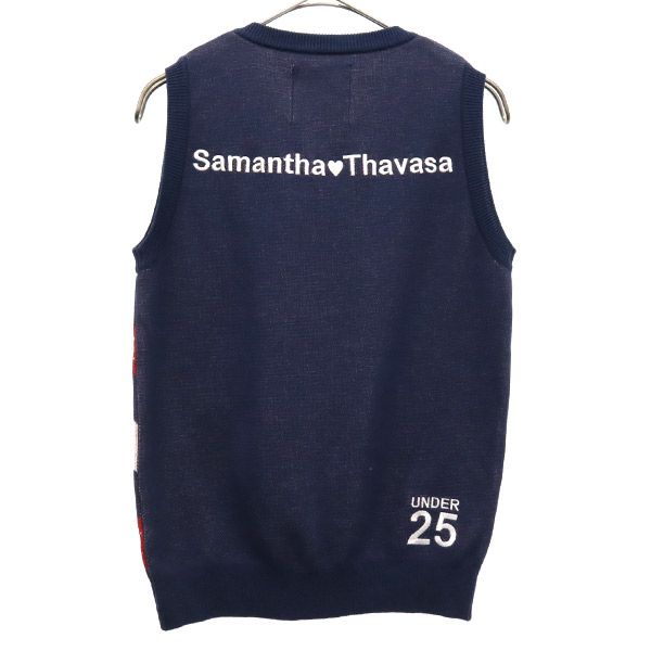Samantha Thavasa Heart Golf Knit Vest S Navy Women Used