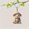Charm Acrylic Pig Keychain With Milk Drink Artwork for Girls Room Decoration and Gift Giving