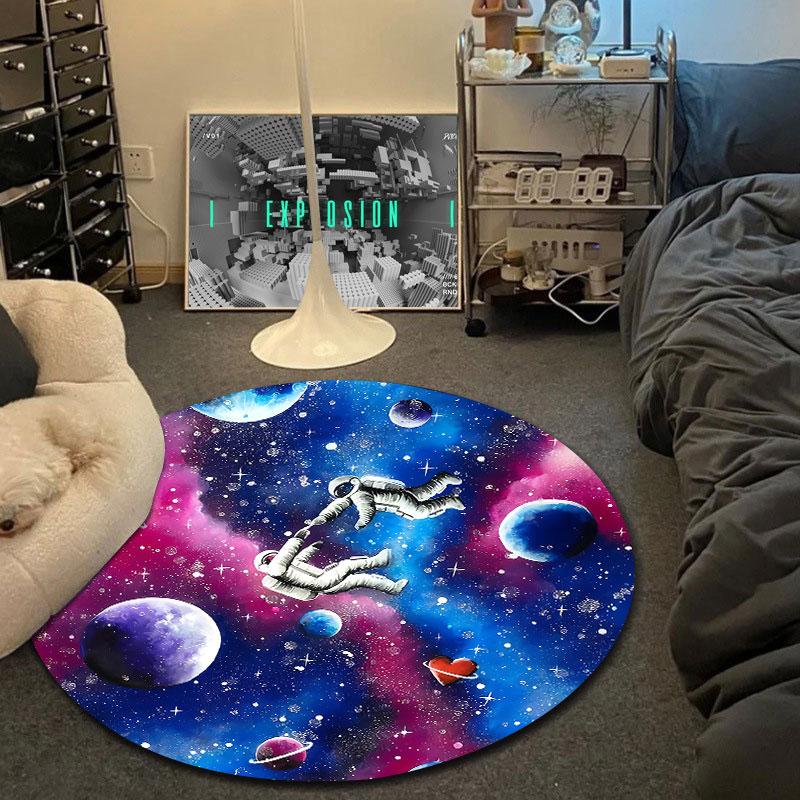 Playful Round Gothic Multicolor Carpet, Non-Slip Floor Mat for Office