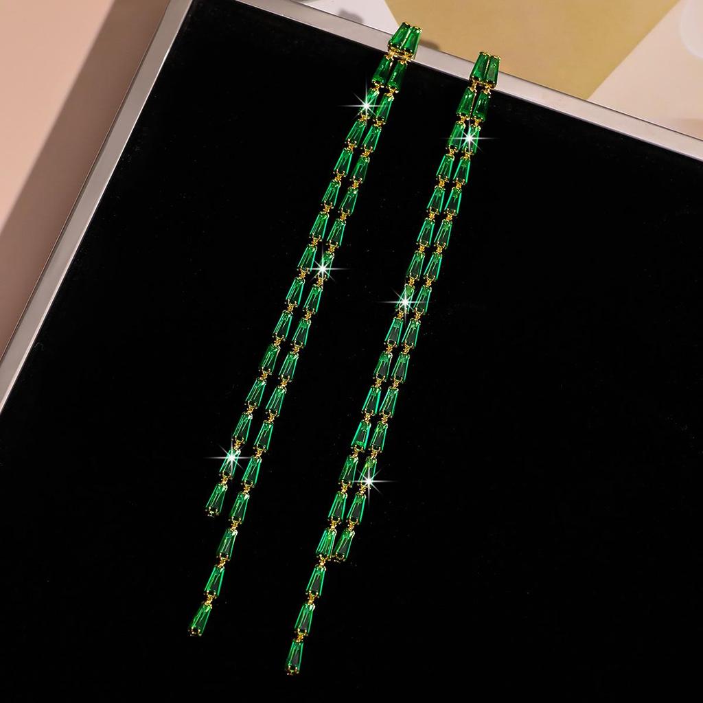 Korean Retro Zircon Earrings - Colorful Copper Fashion for Women