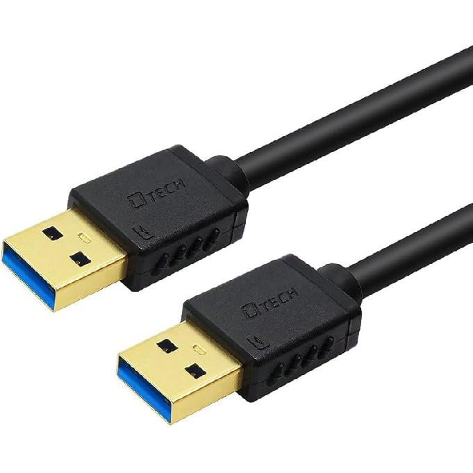 DTECH 3 ft USB 3.0 Type A to A Cable Male to Male High Speed Data Cord in Black 9.8-inch
