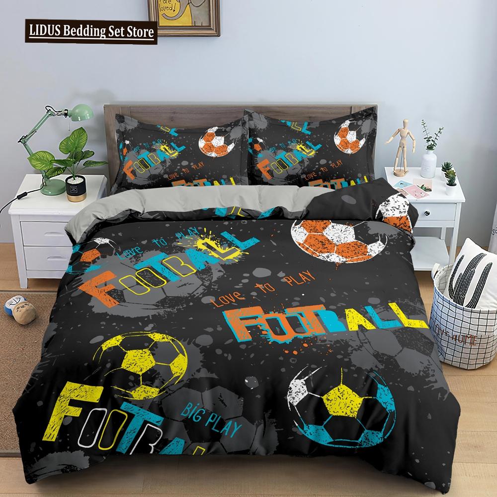 

Colored Football Soccer Bedding Set Boys Girls Twin Queen Size Duvet Cover Pillowcase Bed Kids Adult Fashion Home Textileextile EU single(135x200cm)