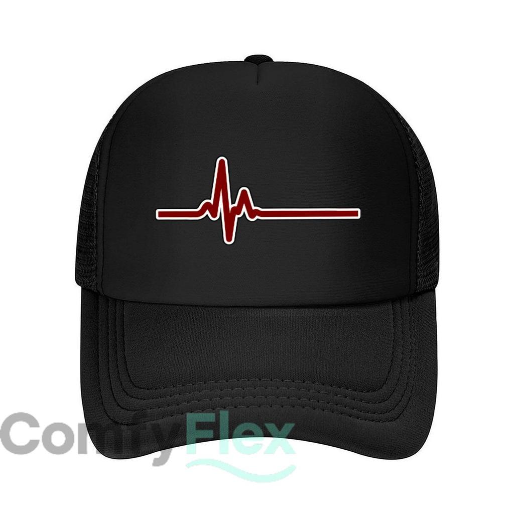 Red Heartbeat Art Graphic Mesh Baseball Cap Casual Hat Outdoor For Womens Unisex FeUnisex