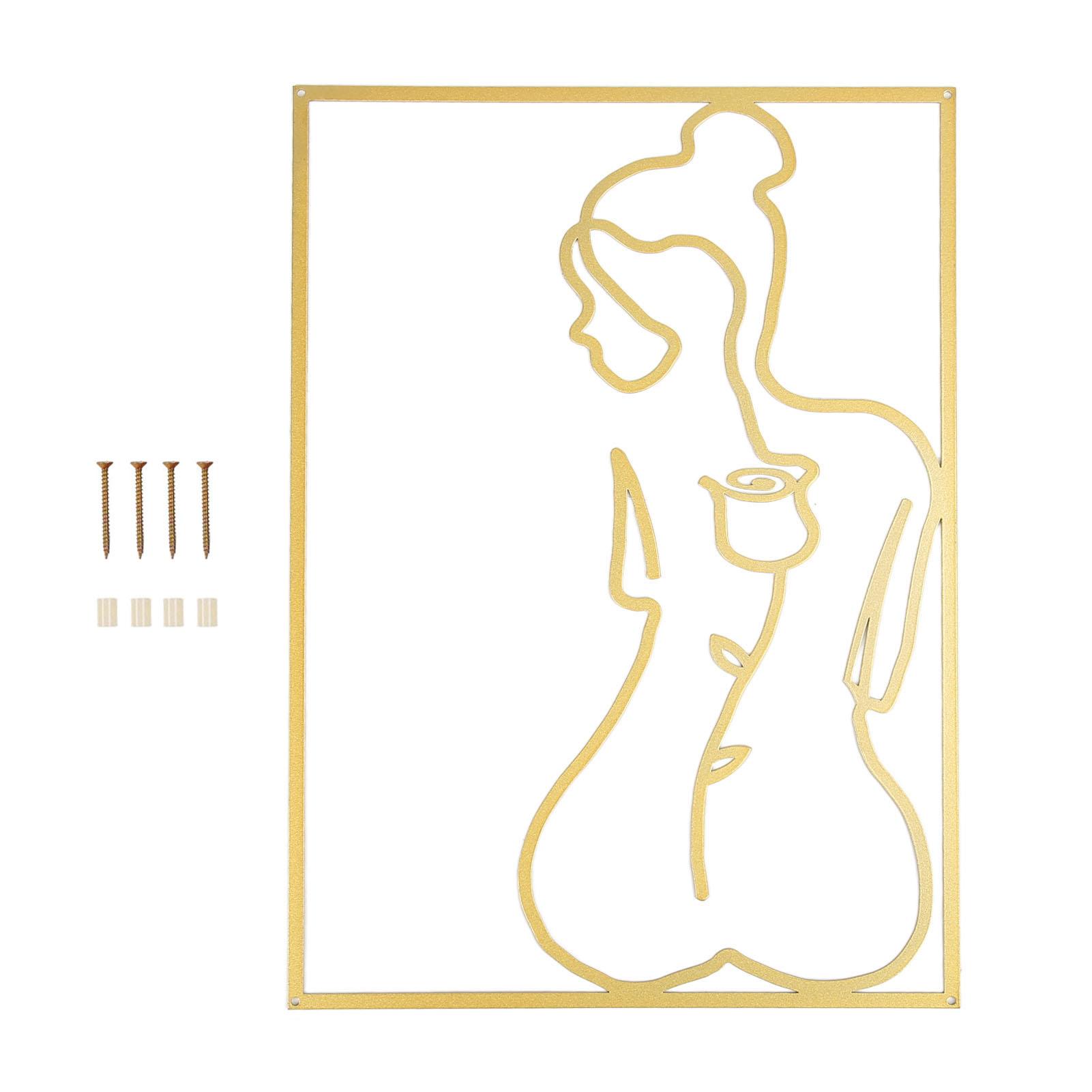 

Single Line Art Wall Decor Iron Minimalist Female Line Drawing Home Hanging Wall Decor for Bedroom Kitchen Bathroom Living Room