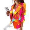 European & American Women's 2024 Autumn/Winter Slim Woolen Coat - Long Sleeve Double-Breasted Casual Printed Small Suit