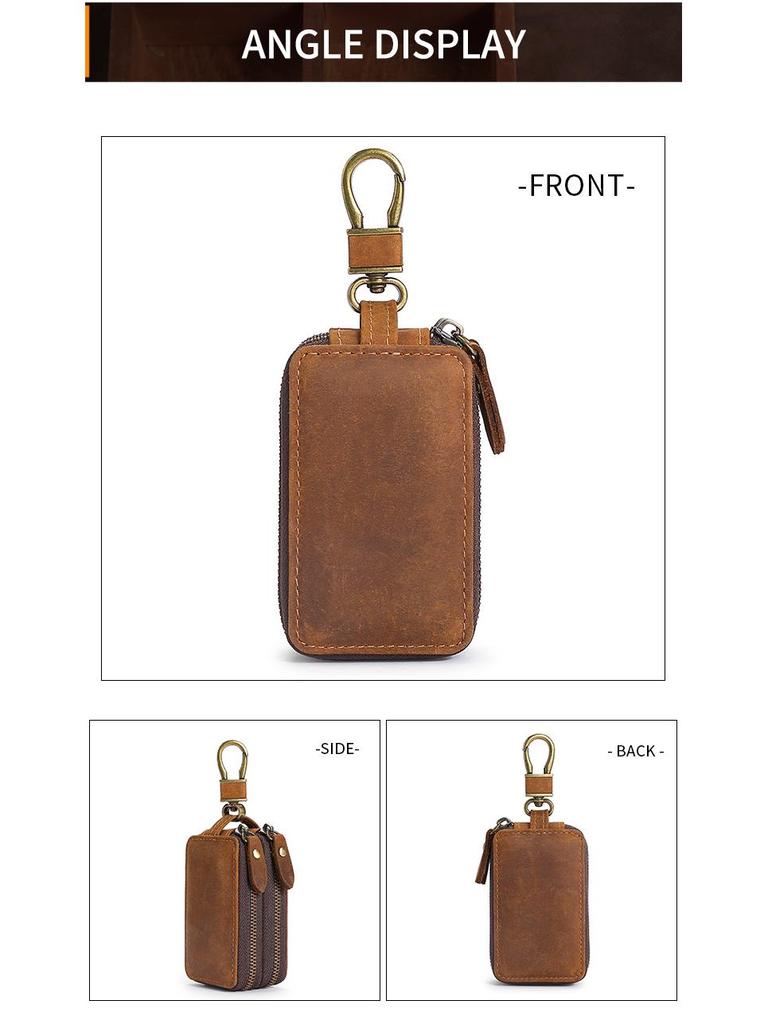 General Motors Multifunctional Leather Car Key Case with Dual Zippers