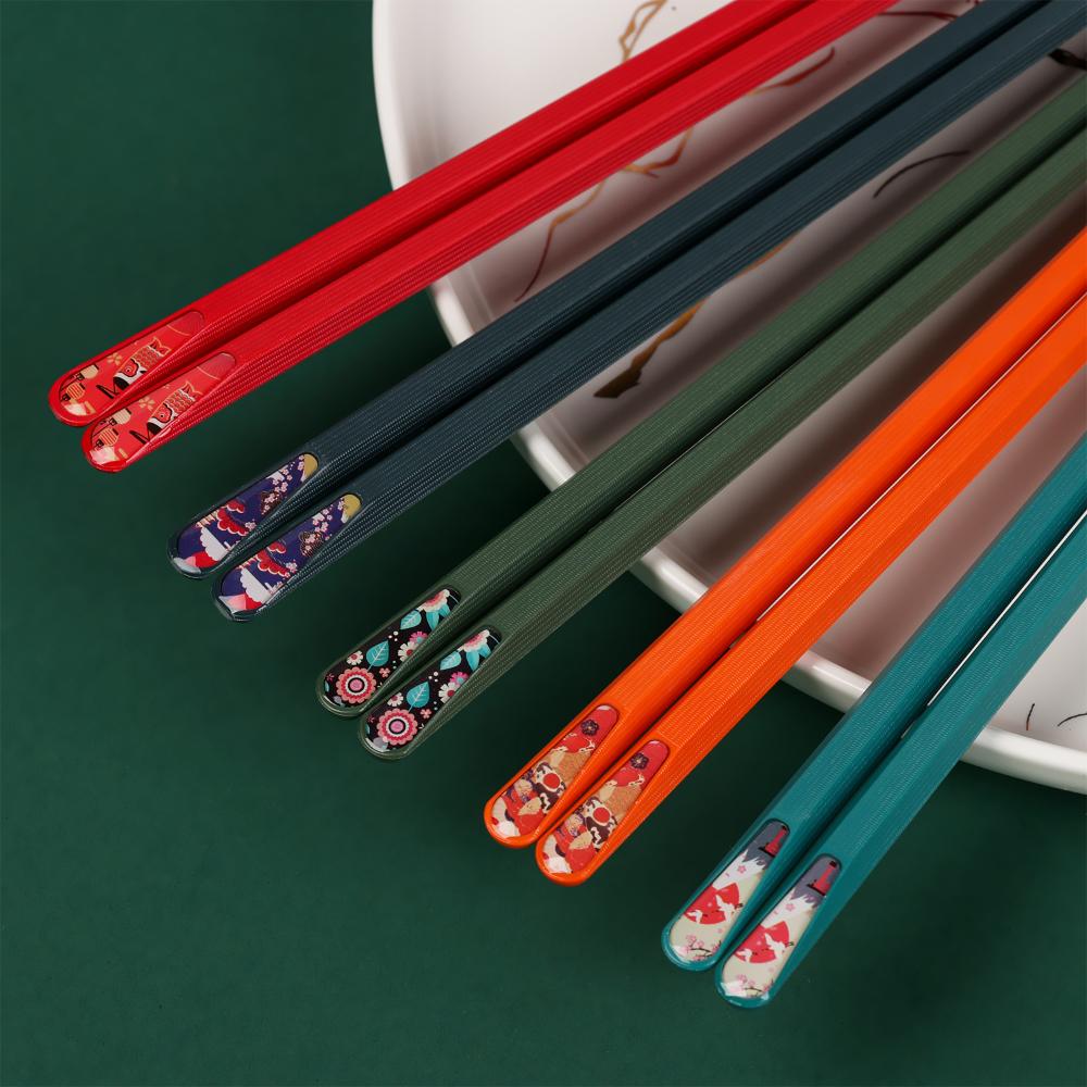 Tableware Japanese Style Different Patterns Non-Slip Safe Fiberglass Chopsticks Set Dishwasher