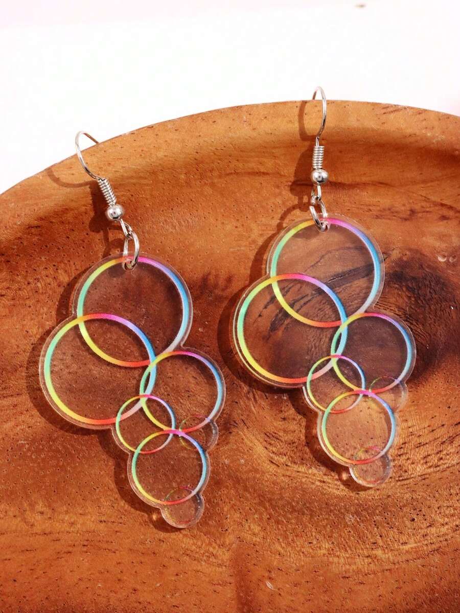 

1 Pair Unique Quirky Creative Fashionable Minimalist Acrylic Bubble Dangle Earrings, Cute Everyday Jewelry for Women A&one-size