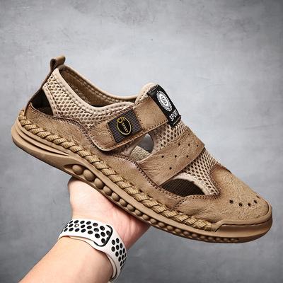 Herresandaler Herresko Lær Mesh Søm Sommer Herresko Strand Sandaler Mote Utendørs Fritidssko Fottøy 38-46