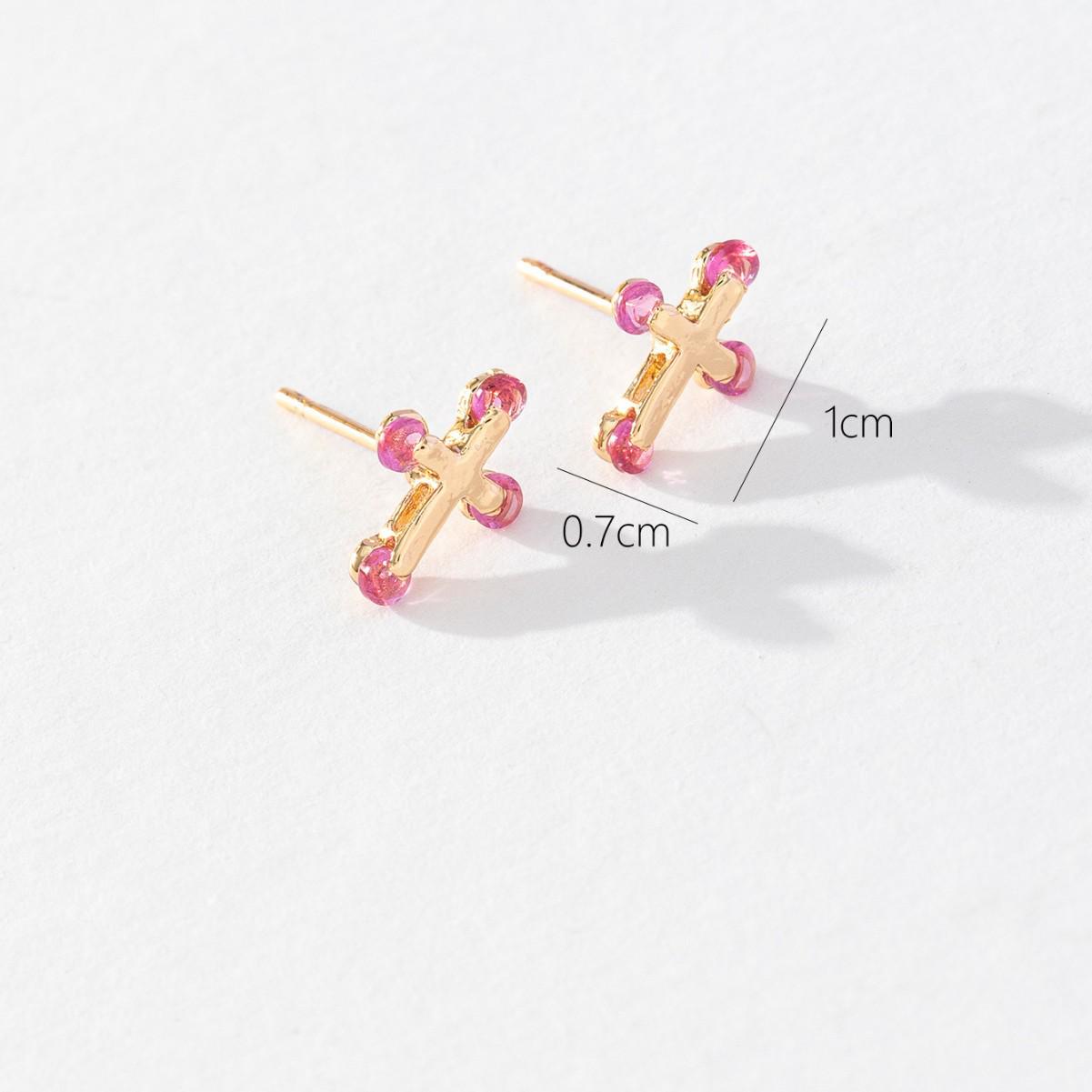 

Korean Style Gold-Plated Heart Cross Zircon Stud Earrings for Women