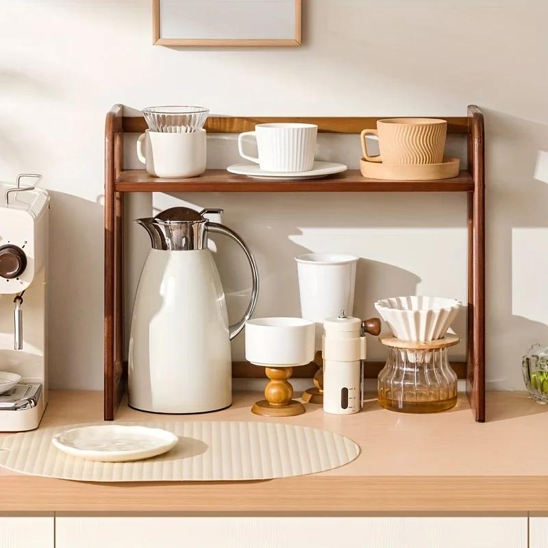Bekerhouder Opbergrek Bureau Dubbellaags Koffiekop Thee Set Opbergbekerrek Koffiebestek Opbergruimte op Tafel Cadeau