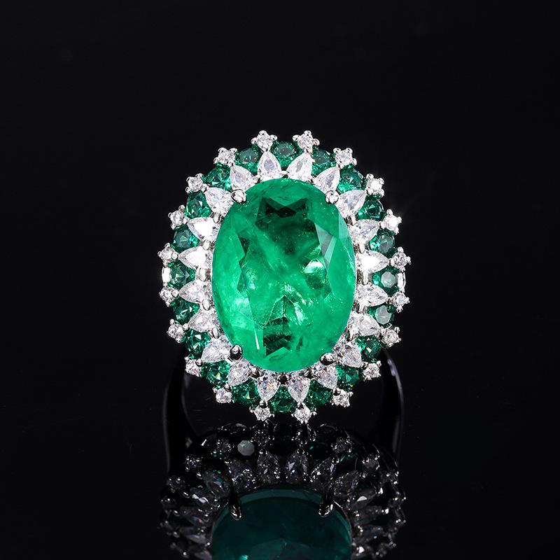 

Jewelry Copper Bottom Gold-Plated Imitation Wood With Green Grandmother Green Denier Pendant Ring Set 12 * 16 Opening Adjustable