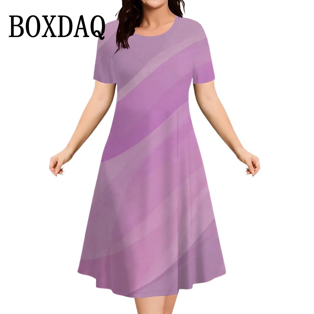 

2026 New Women Dresses Large Sizes Short Sleeve Loose Dress Summer Casual Striped 3D Print Fashion Plus Size Female Clothing 6XL