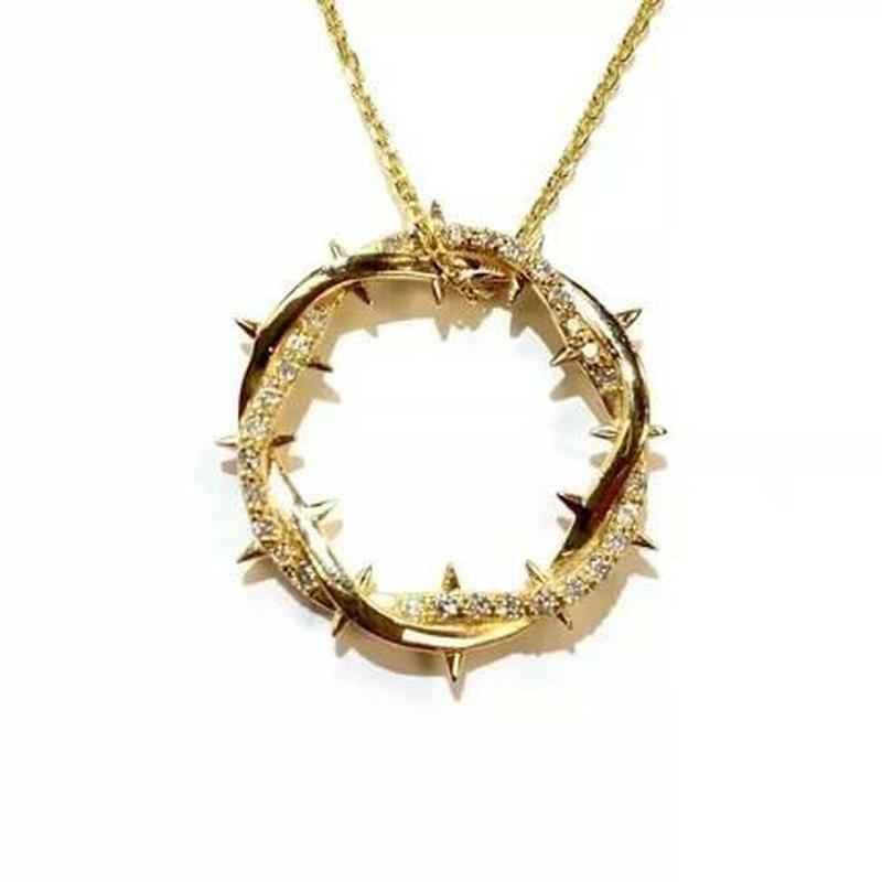 New Thorn Hoop Necklace, Fashionable, Versatile, Personalized, Trendy Copper Zircon Circle Pendant Necklace