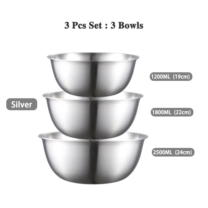Set of 3 Stainless Steel Mixing Set Small Thicker Salad Bowls Set Easy Clean Nesting Bowls for Space Saving Storage for Baking