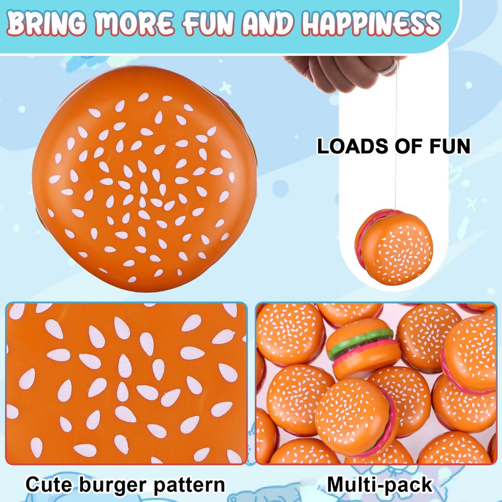 50 Pcs Hamburger Yo Yo Toys Bulk Plastic Yo Yo Toys Auto Return Entertaining Beginner Yo Yo With String For Kids Hamburger Yoyo